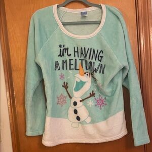 Disney Frozen Olaf Turquoise Fuzzy Sweatshirt